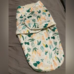 Jungle Animal Print Plush Throw Blanket - Teal & Peach
